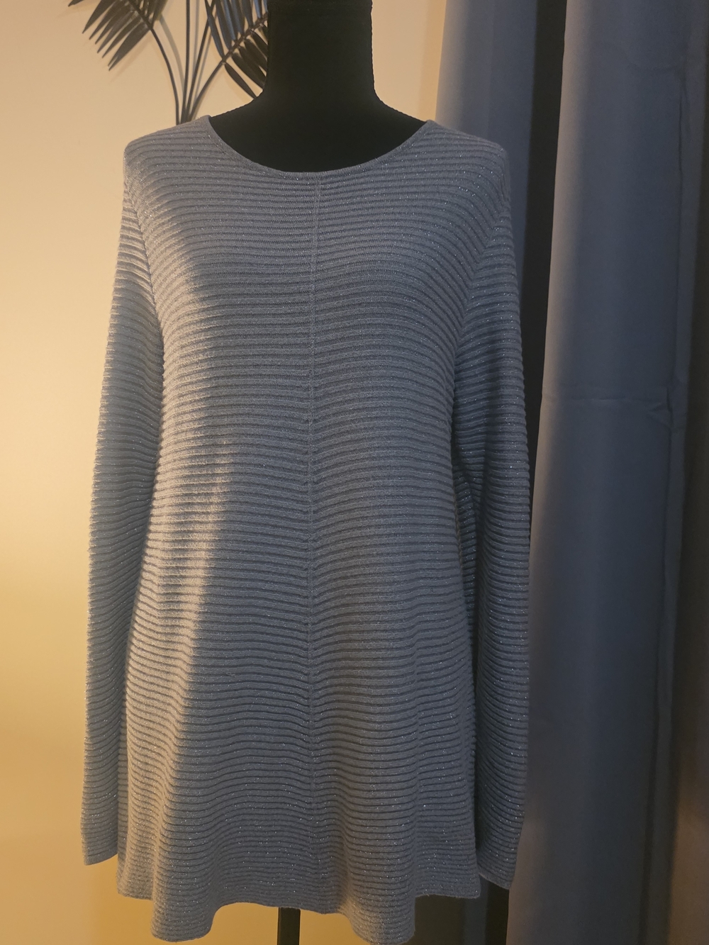 Alfani Light Gray Ribbed Crew Neck Sweater